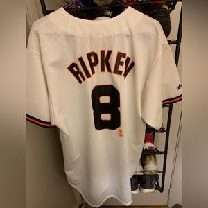 ****Majestic Throwback**** Cal Ripken white and orange orioles jersey size Large